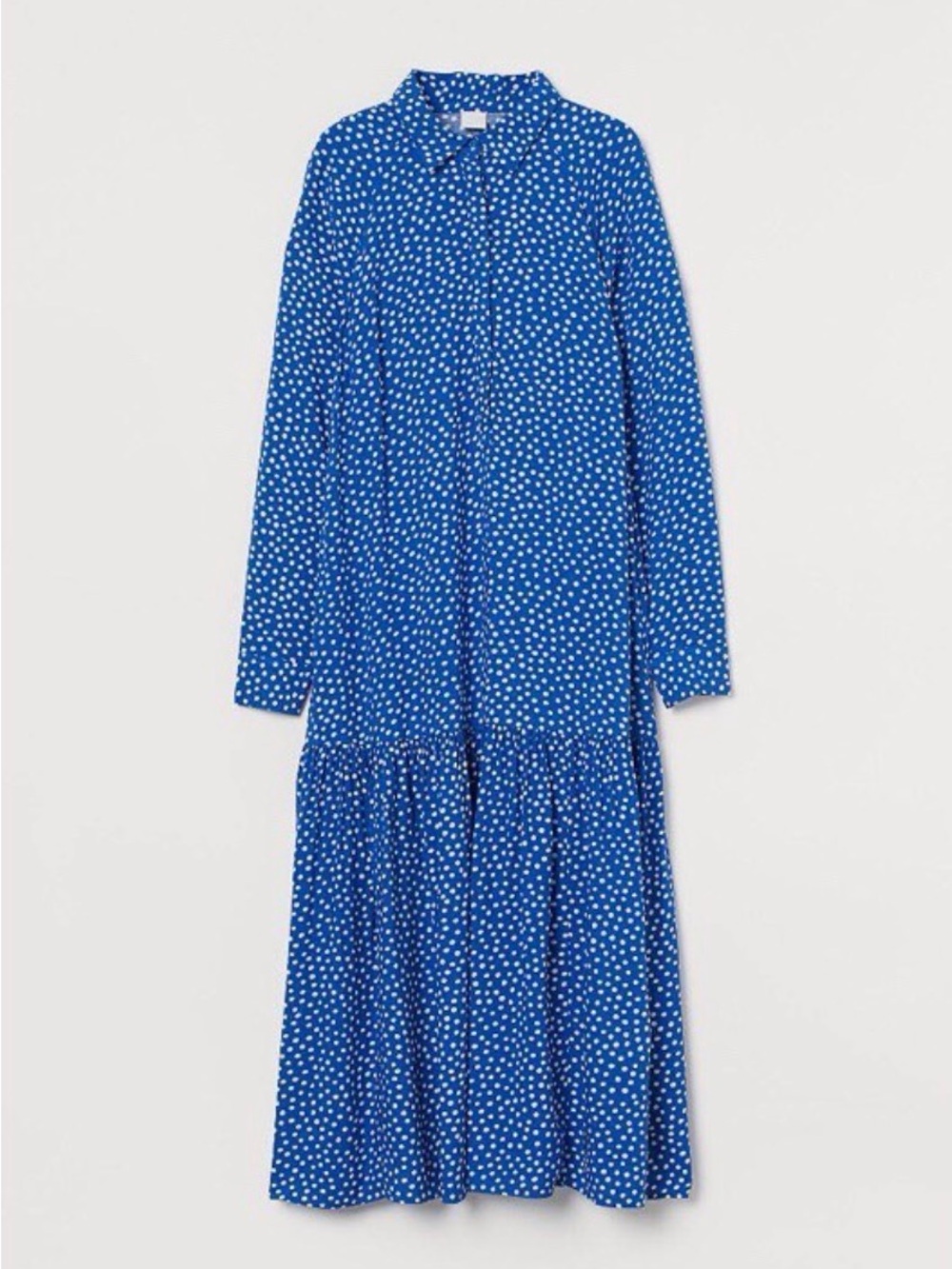 H&M Blue Polka Dot Shirt Dress | Oversized Midi/Maxi Dress | Button Front
